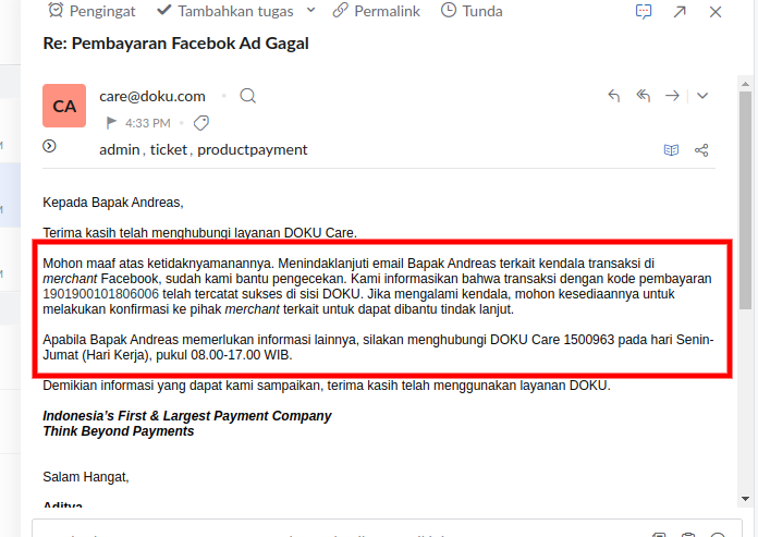 TopUp Saldo Iklan Facebook Ads Meta Gagal Bayar Uang Hilang  