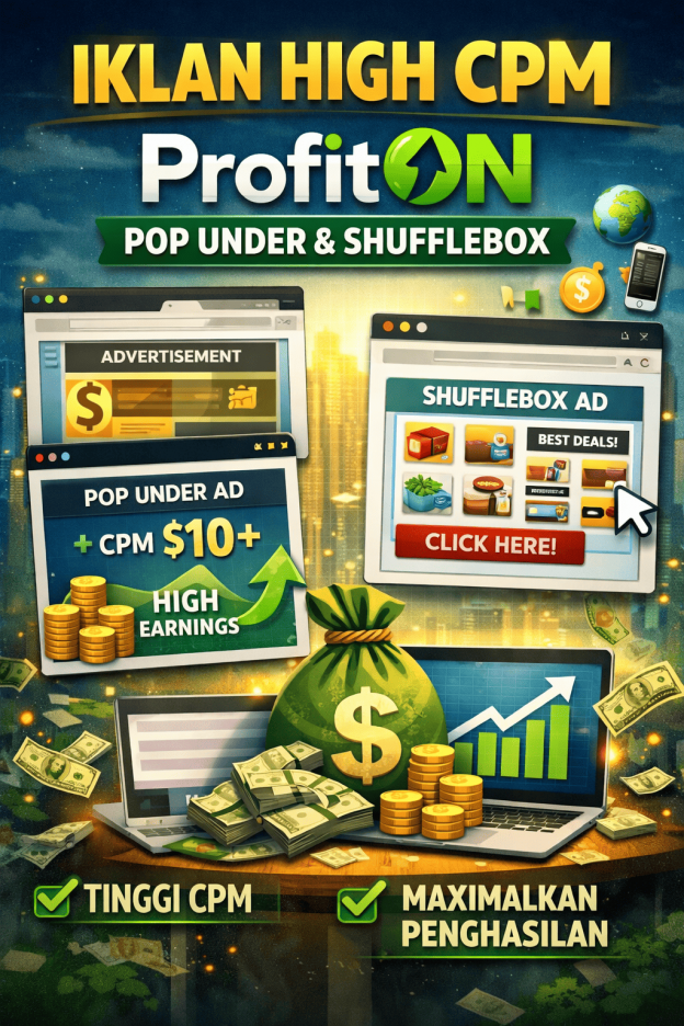Iklan High CPM ProfitON: Strategi Maksimal Menggunakan Pop Under & Shufflebox